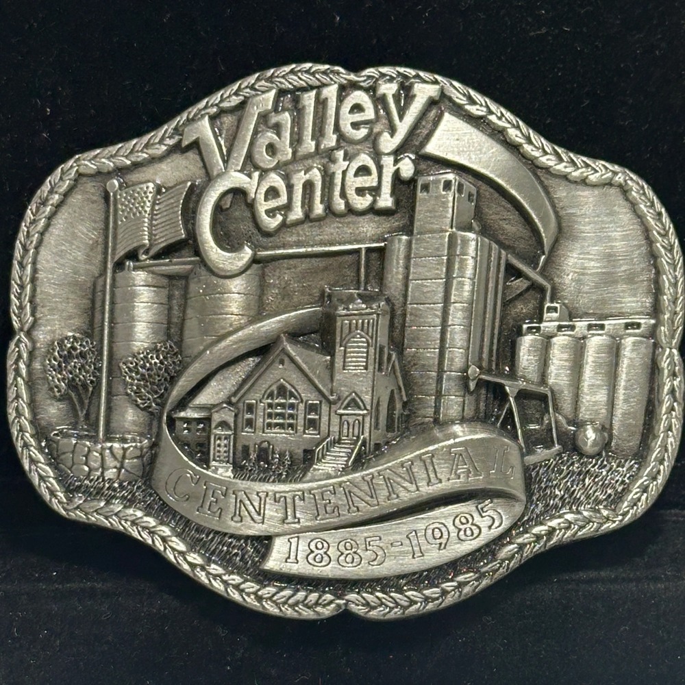 Vintage 1985 Valley Center KS Centennial Limited Edition Belt Buckle 281/1500